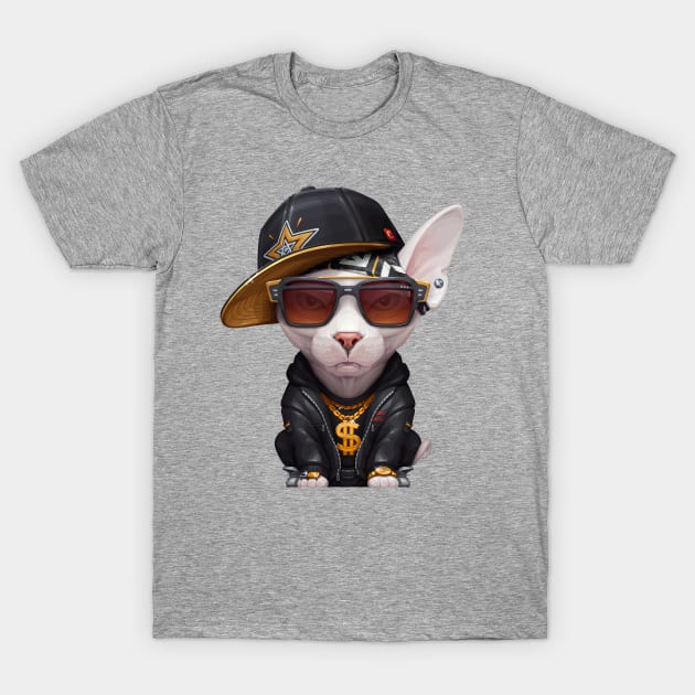 White Sphynx Cat Hip-Hop Super Star T-Shirt by stonemask